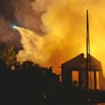 Vue aérienne de l’usine de feux d’artifice détruite après l’explosion à Liuyang en Chine