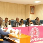 Audition de la ministre de la Défense Brigitte Onkanowa et du ministre de l'Intérieur Edgard Moukoumbi par la Commission des finances de l'Assemblée nationale du Gabon lors de l'examen du budget 2027.