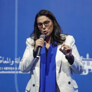 ​Fatima Ezzahra El Mansouri s'exprimant lors d'un rassemblement politique​