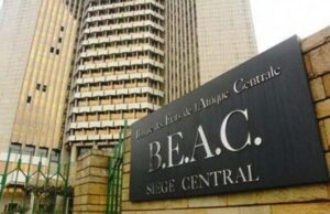 Façade du siège de la Banque des États de l'Afrique Centrale (BEAC)